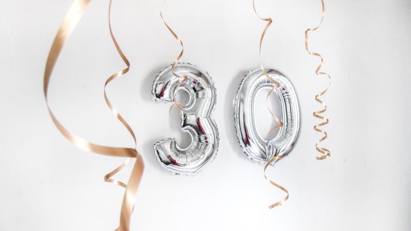 Number balloons 3 and 0 for 30th birthday
