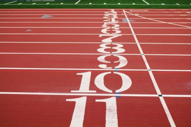 numbers printed on a red track