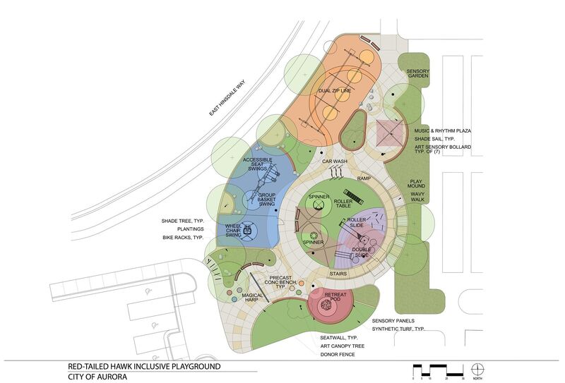 Rendering of Red-tailed Hawk Park's accessible playground