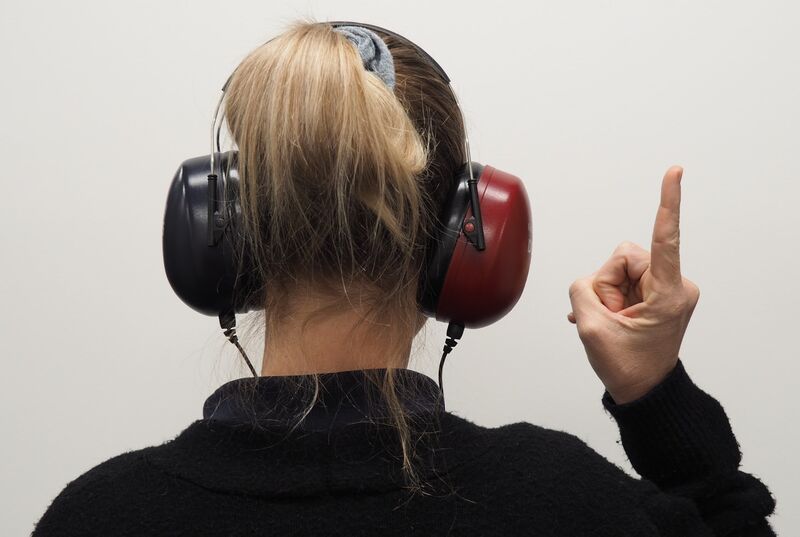 woman taking a hearing test