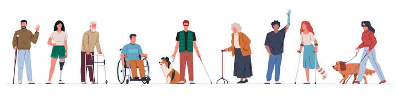 animated image of a variety of diverse people with various disabilities
