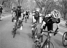 Cyclists competing on a road race