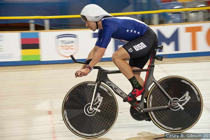 Chris Murphy on his bike at the UCI Para-cycling Track World Championships.