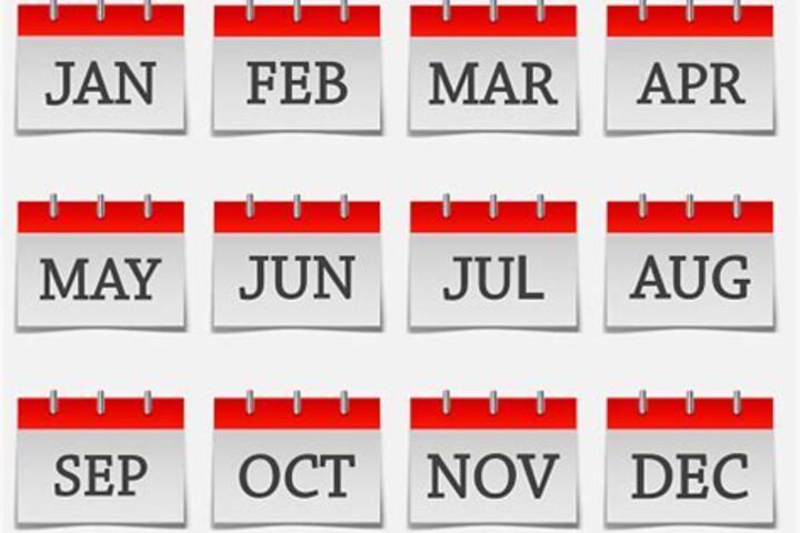 Calendar pages showing each month in the year