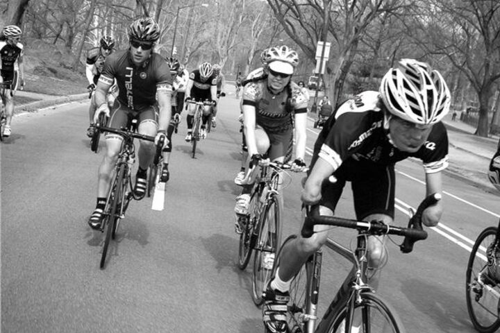 Cyclists competing on a road race